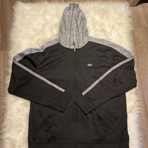 Rawlings Mens Hoodie Hooded Zipper Up Sweater Black and Grey Size X-Large